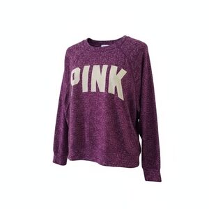 PINK Victoria's Secret Purple And Gold Glitter Logo Pullover Crew neck Sz S/P